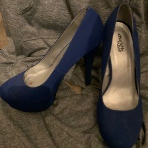 Blue suede heels
